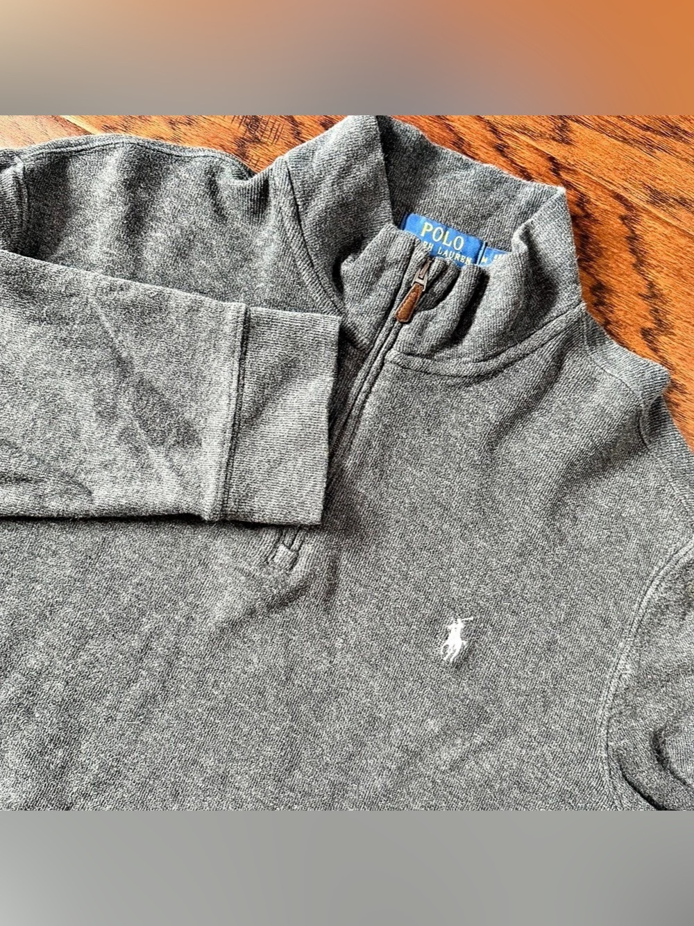 Polo Ralph Lauren Mens Estate Rib 1/4 Zip Pullover Sweater Gray Medium Pony Logo